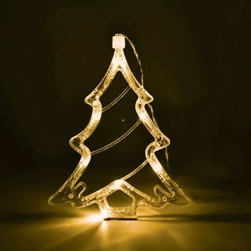 LED elemes ablakdísz fenyőfa 20cm meleg fehér