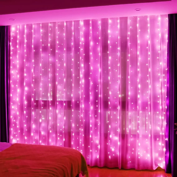 Pink Fényfüggöny 3m x 3m Toldható
