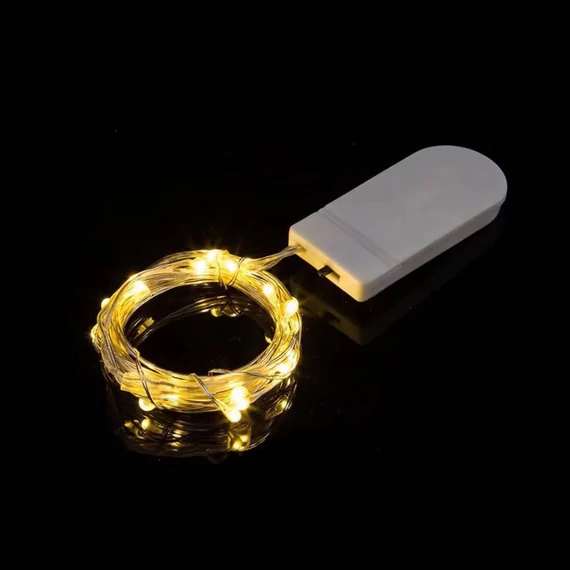 2m Led fényfüzér beltéri 20 db LED meleg fehér elemes